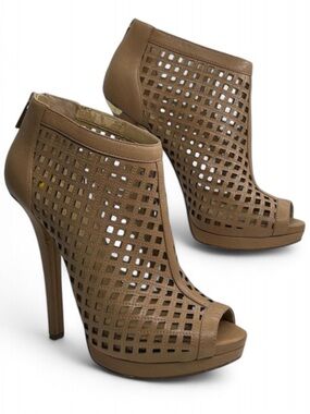 Michael kors Brown Peep-Toe Laser-Cut High Heel Booties
